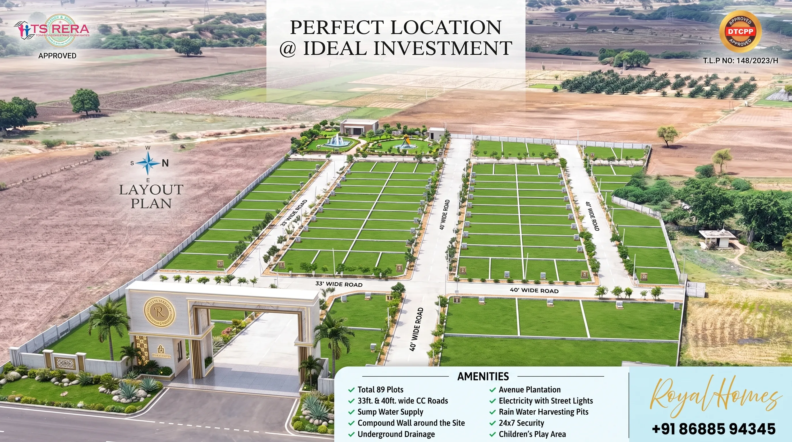 Royal Homes Aerial Drone View - Premium Plots